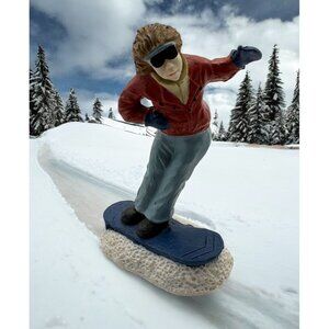 Vintage Snowboarding Figurine Christmas Village Winter Sports Snowboarder